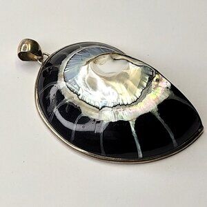 Nautilus and Sterling Silver Pendant Black Large Shell Pendant Shell Jewellery